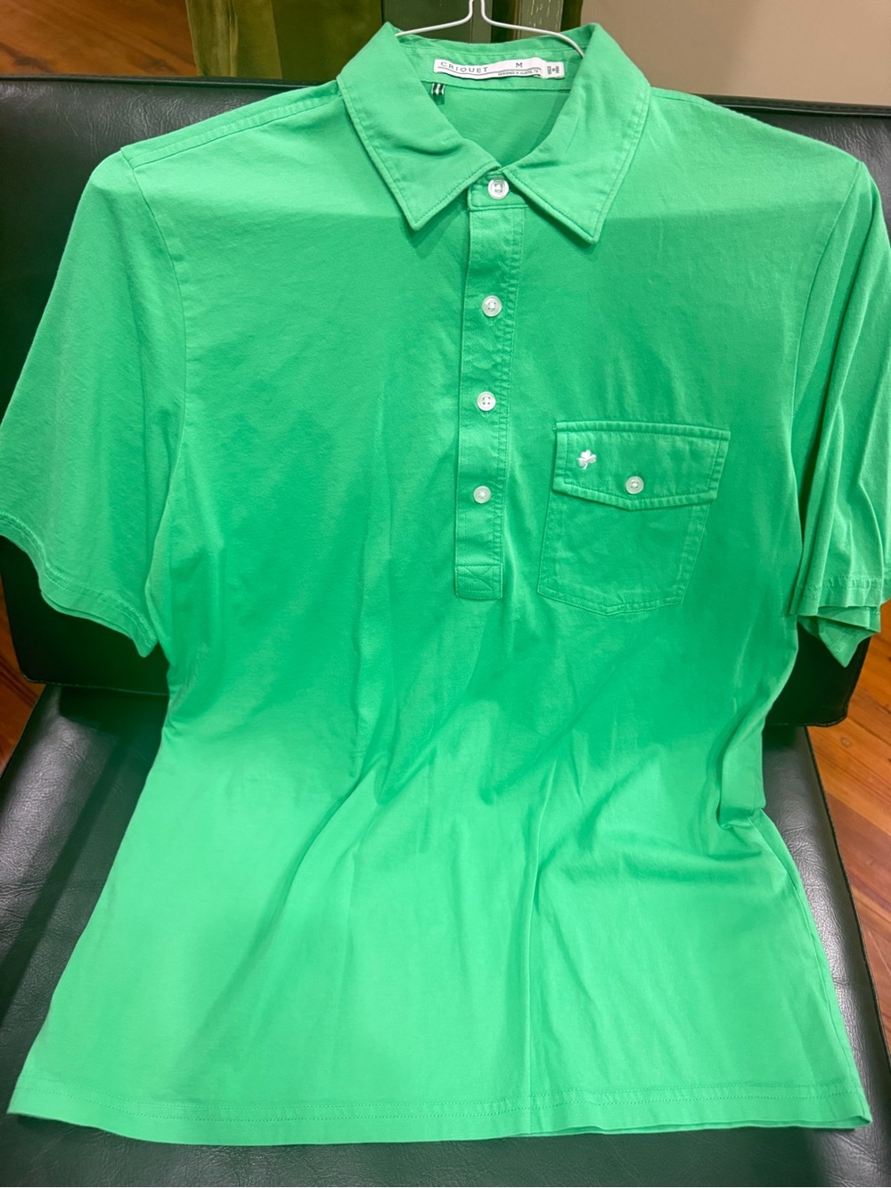 Criquet Men's Bright Green Polo with Chest Pocket